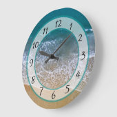 Sandy Beach Shore Ocean Waves Clock Grote Klok (Hoek)