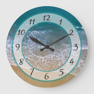 Sandy  Beach Shore Ocean Waves Clock Grote Klok