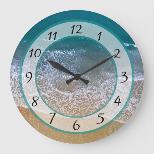 Sandy Beach Shore Ocean Waves Clock Grote Klok (Voorkant)