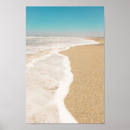 Sandy Beach Sky Waves Schuim Poster