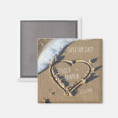 Sandy Beach Specialized Names Heart Save our Date Magneet (Voorkant / Achterkant)