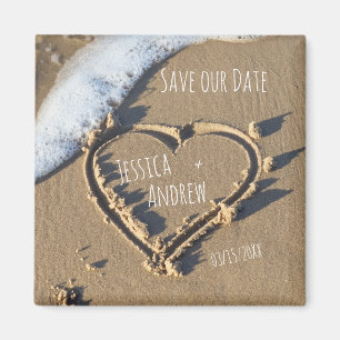 Sandy Beach Specialized Names Heart Save our Date Magneet