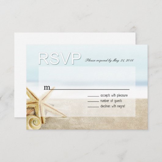 Sandy Beach Starfish Seashells RSVP (Devant / Derrière)