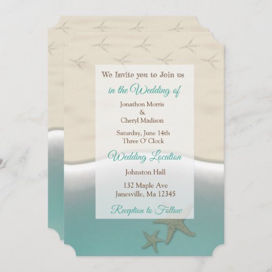 Sandy Beach thema foto bruiloft uitnodigingen (Voorkant / Achterkant)