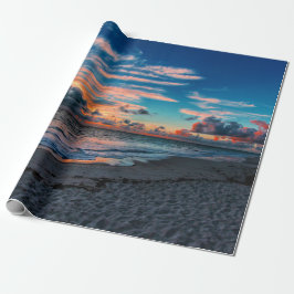 Sandy Beach Tropical Ocean Sunset Cadeaupapier