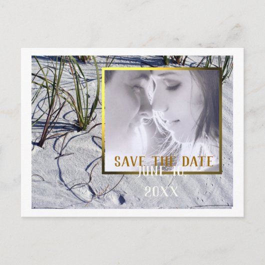 Sandy Beach Uw foto Bewaar de datum Aankondigingskaart (Voorkant)