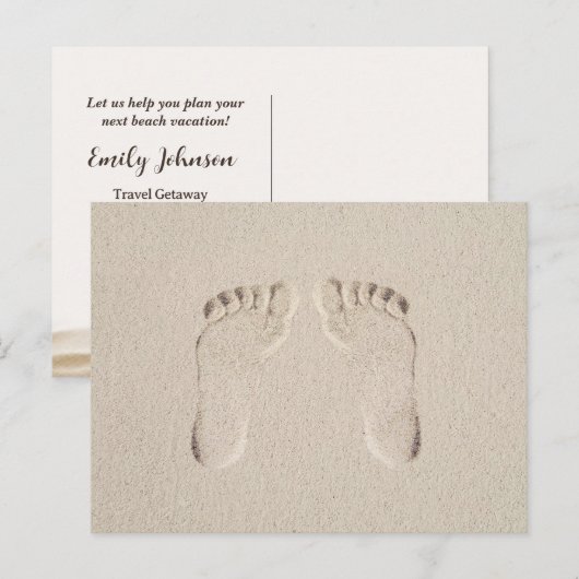 Sandy Beach Vakantie Prints op blote voeten Briefkaart (Voorkant / Achterkant)