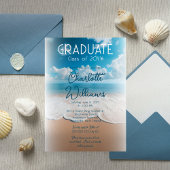Sandy Beach Waves Afstuderen Foto Graduation Party Kaart