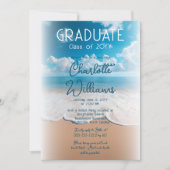 Sandy Beach Waves Afstuderen Foto Graduation Party Kaart (Voorkant)