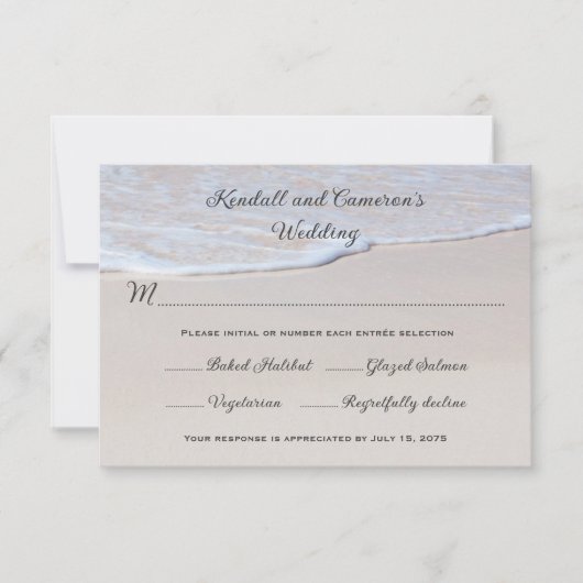 Sandy Beach Wedding Cartes RSVP Avec Menu (Devant)