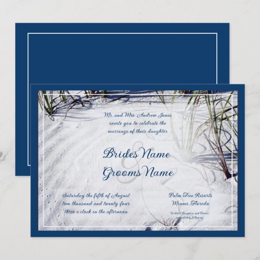 Sandy Beach Wedding Invitation (Devant / Derrière)