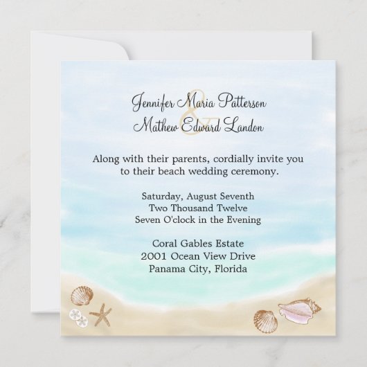 Sandy Beach Wedding Invitation (Devant)