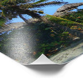 Sandy Beach with Palm Trees and An Ocean Uitzicht Foto Afdruk (Hoek)