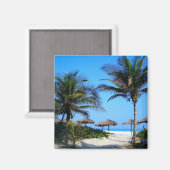 Sandy Beach with Palm Trees and An Ocean Uitzicht Magneet (Voorkant / Achterkant)