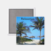 Sandy Beach with Palm Trees and An Ocean Uitzicht  Magneet (Voorkant / Achterkant)