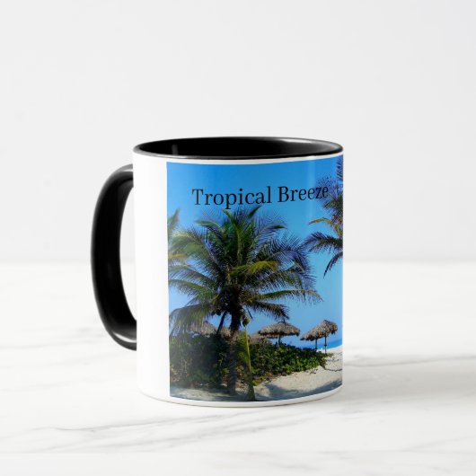 Sandy Beach with Palm Trees and An Ocean Uitzicht  Mok (Voorkant links)