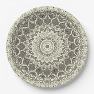 Sandy Beige Boho Beach Mandala Pattern Papieren Bordje