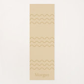 Sandy Beige Modern Wavy Lines With Custom Name Yogamat (Voorkant)