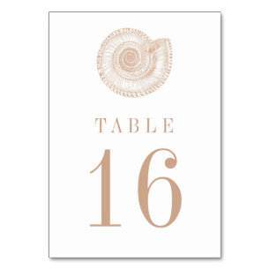 Sandy Beige Tan Zee Shell Table Number Kaart