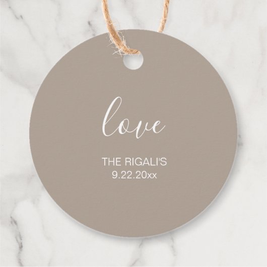 Sandy Beige Wedding Favor Labels (Achterkant)