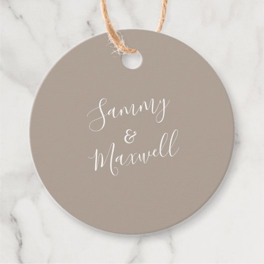 Sandy Beige Wedding Favor Labels (Voorkant)