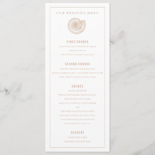 Sandy Beige Zee Shell Wedding Dinner Menu