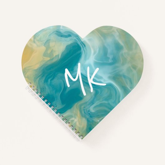 Sandy Brown Ocean Blue Fluid Art Notitieboek (Voorkant)