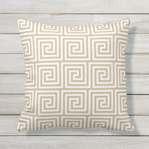 Sandy Brown Outdoor Kussens Greek Key