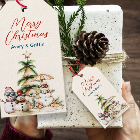 Sandy Christmas Tree Snowman Gathering Cadeaulabel