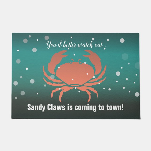 Sandy Claws komt naar de stad Crab Door Mat (Voorkant)