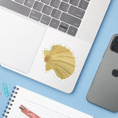 Sandy Colored Seashell Sticker (Laptop met iPhone)