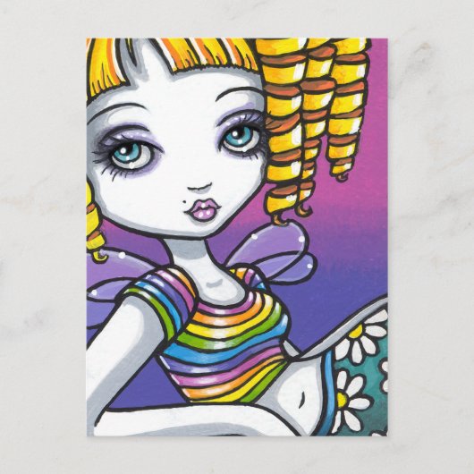 "Sandy" Cute Rainbow Fairy Art Briefkaart (Voorkant)