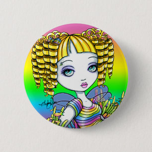"Sandy" Cute Rainbow Fairy Mermaid Art Button