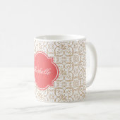 Sandy Damask Monogram Mug (Devant droit)
