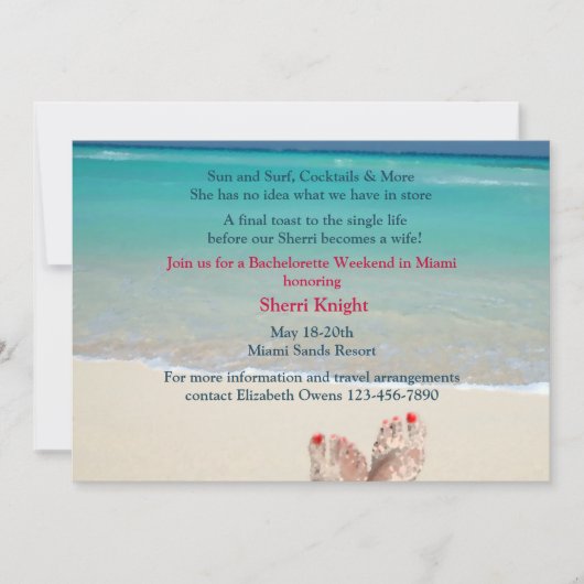 Sandy Feet Bachelorette Party Invitation (Devant)