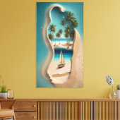 Sandy Footprint Paradise: A Tropical Escape  Canvas Afdruk (Insitu (Woonkamer))