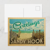 Sandy Hook Beach Vintage Travel Briefkaart (Voorkant / Achterkant)