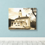 Sandy Hook Lighthouse Canvas Afdruk (Insitu (Houten vloer))