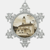 Sandy Hook Lighthouse Tin Sneeuwvlok Ornament (Voorkant)