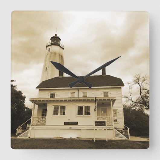 Sandy Hook Lighthouse Vierkante Klok (Voorkant)