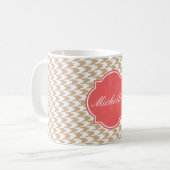 Sandy Houndstooth Monogram Mug (Devant gauche)