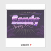 Sandy Nom Prénom lila retro Sticker (Feuille)