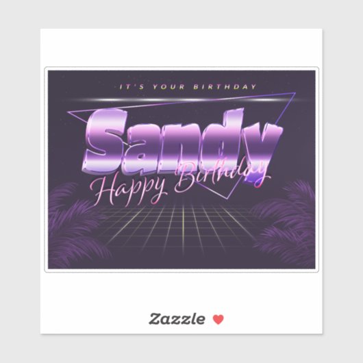 Sandy Nom Prénom lila retro Sticker (Feuille)