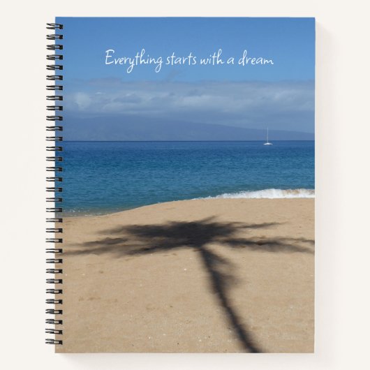 Sandy Palm Tree Shadow Photo Grand Carnet Spiral (Devant)