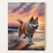 Sandy Paws Akita Chien sur le coucher du soleil de (Dos)