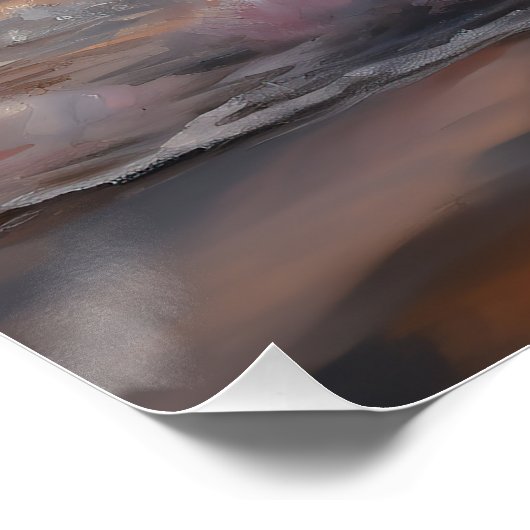 Sandy Paws Akita Hond op Strand Zonsondergang Perfect Poster (Hoek)