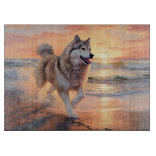 Sandy Paws Alaskaanse Malamute Hond op Strand Zons Snijplank