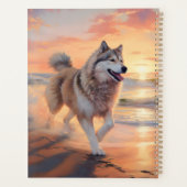 Sandy Paws Alaskan Malamute Hond op Strand Zonsond Planner (Achterkant)