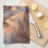 Sandy Paws Alaskan Malamute Hond op Strand Zonsond Theedoek (Quarter Fold)