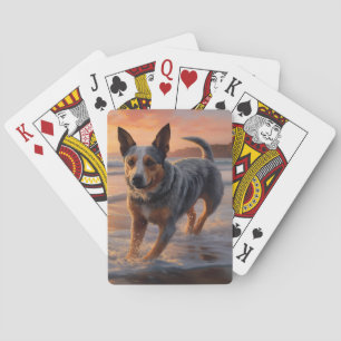 Sandy Paws Australian Cattle Dog op het strand zon Pokerkaarten